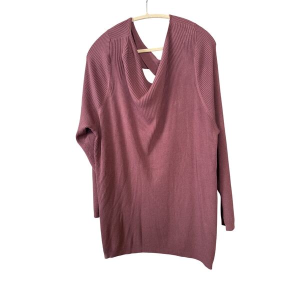 Maurice's Mauve Long sleeved waffle knit sweater with a cut-out Sx 2X - Picture 5 of 8